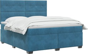 vidaXL Κρεβάτι box spring με στρώμα Μπλε 140 x 190 cm Βελούδο