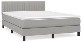 vidaXL Κρεβάτι Boxspring με Στρώμα Ανοιχτό Γκρι 140x190 εκ. Υφασμάτινο