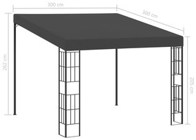 vidaXL Κιόσκι Επιτοίχιο Ανθρακί 3 x 3 μ. Υφασμάτινο