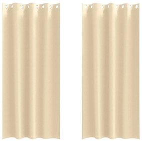 vidaXL Κουρτίνες με κουρτίνες 2 pcs Κρεμ Πολυεστέρας