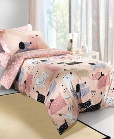 Σετ Σεντόνια 3τμχ Βαμβακερά Μονά 160x260εκ. Doggy Pink Saint Clair