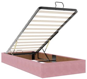 Οθωμανικό κρεβάτι με στρώματα &amp; LEDs Ροζ 90x190cm Velvet 3314437