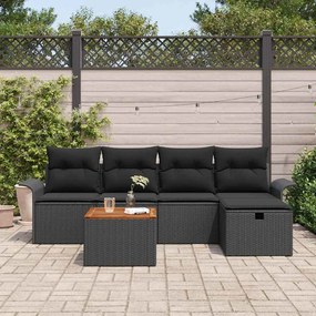 vidaXL Σετ Καναπέ Κήπου με μαξιλάρι 6 pcs Μαύρο Πολυ ράταν