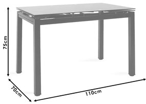 Τραπέζι επεκτεινόμενο Finn γυάλινο 8χιλ μαύρο 110-170x70x75εκ 110x70x75 εκ.