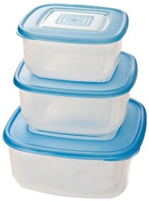 Σετ 3 πλαστικά τετράγωνα φαγητοδοχεία 750ml, 1,2lt & 2lt - Ανά 2 Τμχ