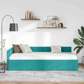 vidaXL Κρεβάτι Γωνίας Άλλο με κεφαλάρι Τιρκουάζ 80 x 200 cm