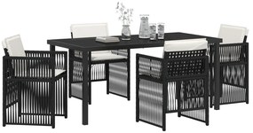 vidaXL Σετ Τραπεζαρίας Κήπου 5 Τεμαχίων με Μαξιλάρια Μαύρο Πολυ Ρατάν