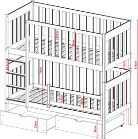 DAWID 90x200 graphite bunk bed Lano Furniture