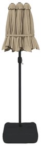 vidaXL Ομπρέλα Κήπου με Διπλή Κορυφή και LED Taupe 316 x 145 εκ.