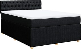 vidaXL Κρεβάτι Boxspring με Στρώμα Μαύρο 140x190 εκ. Υφασμάτινο