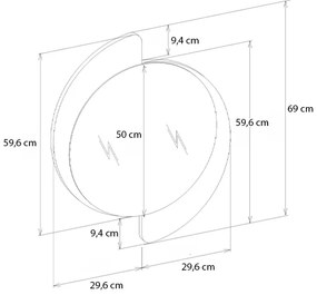 Καθρέπτης τοίχου Sevilla Μegapap χρώμα sandstone - travertine 59,2x2,2x69εκ.