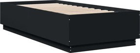 vidaXL Πλαίσιο Κρεβατιού με LED Μαύρο 100 x 200 εκ. Επεξεργ. Ξύλο