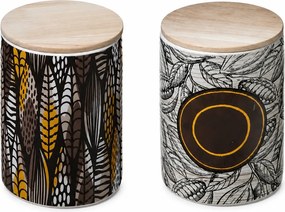 Σετ 2 Κεραμικά Δοχεία Αποθήκευσης με Ξύλινο Καπάκι της 5five