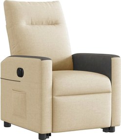 vidaXL Πολυθρόνα Ηλεκ. Ανακλινόμενη με Ανύψωση Κρεμ Υφασμάτινη
