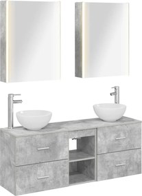 vidaXL Σετ Ντουλαπιών Μπάνιου 5 pcs Γκρι Σκυροδέματος