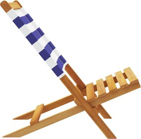 vidaXL Καρέκλες Κήπου 2τεμ. Μπλε / Λευκό Μασίφ Ακακία &amp; Ύφασμα