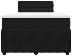 vidaXL Κρεβάτι Boxspring με Στρώμα Μαύρο 120 x 200 εκ. Βελούδινο