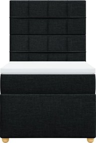 vidaXL Κρεβάτι Boxspring με Στρώμα Μαύρο 90x200 εκ. Υφασμάτινο