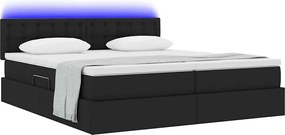 vidaXL LED Κρεβάτι αποθήκευσης με στρώμα Μαύρο 200 x 200 cm Ύφασμα