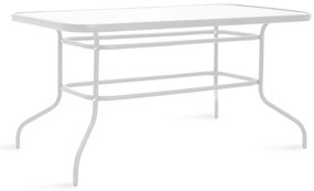 Intrahome Τραπέζι CARPATHIANA Intrahome μέταλλο λευκό-γυαλί 140x80x70εκ | SKU: INTRAPA-241111129