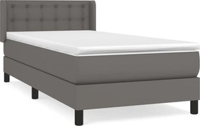vidaXL Κρεβάτι Boxspring με Στρώμα Γκρι 100x200εκ. από Συνθετικό Δέρμα