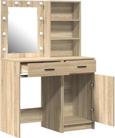 vidaXL Σετ Τραπέζι Ντυσίματος με LED με συρτάρι 2 pcs Δρύς Sonoma