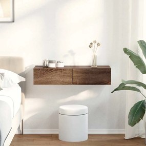 vidaXL Ράφι τοίχου με συρτάρια καφέ δρυς Κατασκευασμένο ξύλο