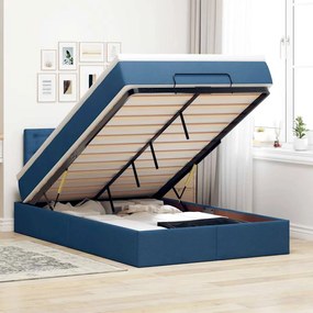 vidaXL Οθωμανικό κρεβάτι με στρώμα &amp; LEDs Μπλε 120x200 cm Ύφασμα