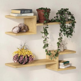 Ραφιέρα τοίχου Fork Megapap 2 τεμαχίων χρώμα sapphire oak 75x19,5x18εκ.