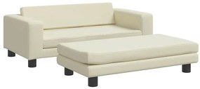 vidaXL Καναπές Παιδικός με Υποπόδιο Κρεμ 100 x 50 x 30 εκ. Συνθ. Δέρμα