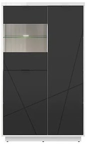 Βιτρίνα Boston CE103, Γυαλιστερό λευκό, Μαύρο ματ, Με πόρτες, Ο αριθμός των θυρών: 3, 157x94x43cm, 63 kg | Epipla1.gr