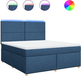 vidaXL Κρεβάτι Boxspring με Στρώμα Μπλε 180x200 εκ. Υφασμάτινο