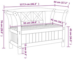 vidaXL Πάγκος Αποθήκευσης Κήπου 119x76x44 εκ Μασίφ Ξύλο Πευκιά