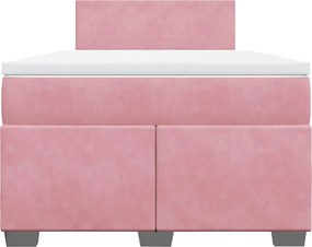vidaXL Κρεβάτι Boxspring με Στρώμα Ροζ 120x190 εκ. Βελούδινο
