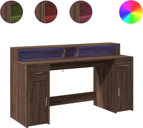 vidaXL Γραφείο με LED Καφέ δρυς 160x55x91 εκ. Επεξεργ. Ξύλο