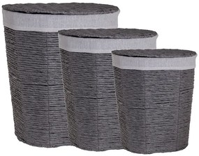 Σετ 3 Καλάθια Bamboo Γκρι χρώμα 48x35x53cm, 42x30x48cm,36x25x42cm Etoile LM-502A
