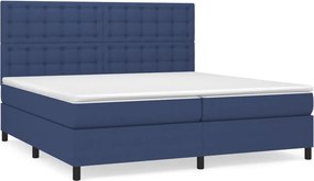 vidaXL Κρεβάτι Boxspring με Στρώμα Μπλε 200x200 εκ. Υφασμάτινο