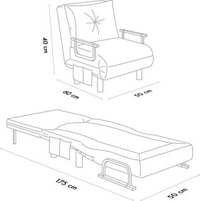 Πολυθρόνα-Κρεβάτι Ανοιχτό Γκρι SENTO SINGLE 75x50x75