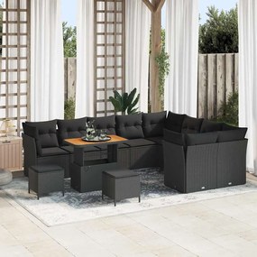 vidaXL Σετ Καναπέ Κήπου 12 pcs Μαύρο συνθετικό ρατάν