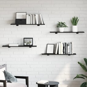 vidaXL Δίσκος Βιβλιοθήκης 4 pcs Μαύρο 100 x 40 x 1.5 εκ. Μοριοσανίδα
