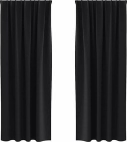 vidaXL Κουρτίνες Μαύρης Ύφανσης με Δαχτυλίδια 2 pcs Μαύρο