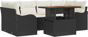 vidaXL Σετ Καναπέ Κήπου με μαξιλάρι 7 pcs Μαύρο και κρεμ