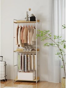 Κρεμάστρα ράγα οργάνωσης ρούχων Nextdeco λευκή - δρυς Υ200x60x40εκ.