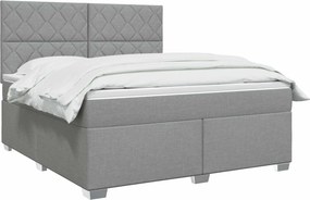 vidaXL Κρεβάτι box spring με στρώμα Ανοιχτό γκρι 160 x 200 cm Ύφασμα