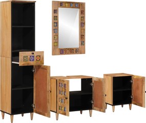 vidaXL Σετ Επίπλων Μπάνιου 4 τμχ. Φυσικό 38 x 33 x 160 εκ.