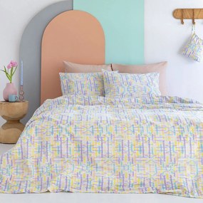 Σεντόνια Υπέρδιπλα (Σετ) Palamaiki Fashion FL6199 Λιλά,Πολύχρωμο ΧΩΡΙΣ ΛΑΣΤΙΧΟ 240x260