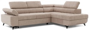 Γωνιακός καναπές κρεβάτι Dragonis, μπέζ βελούδο 268x97x201cm-Δεξιά γωνία-BOG9885