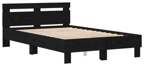 vidaXL Μασίφ Κρεβάτι Μαύρος δρυς Μασίφ ξύλο 120 x 200 εκ Ανθεκτικό