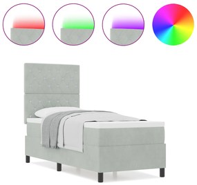 vidaXL Κρεβάτι με Στρώμα & LED Φωτισμό Γκρι 80x200 εκ Βελούδο
