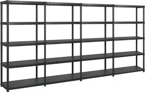 vidaXL Ραφιέρα Αποθήκευσης 5 Επιπέδων Μαύρη 366x45,7x185 εκ. Πλαστική